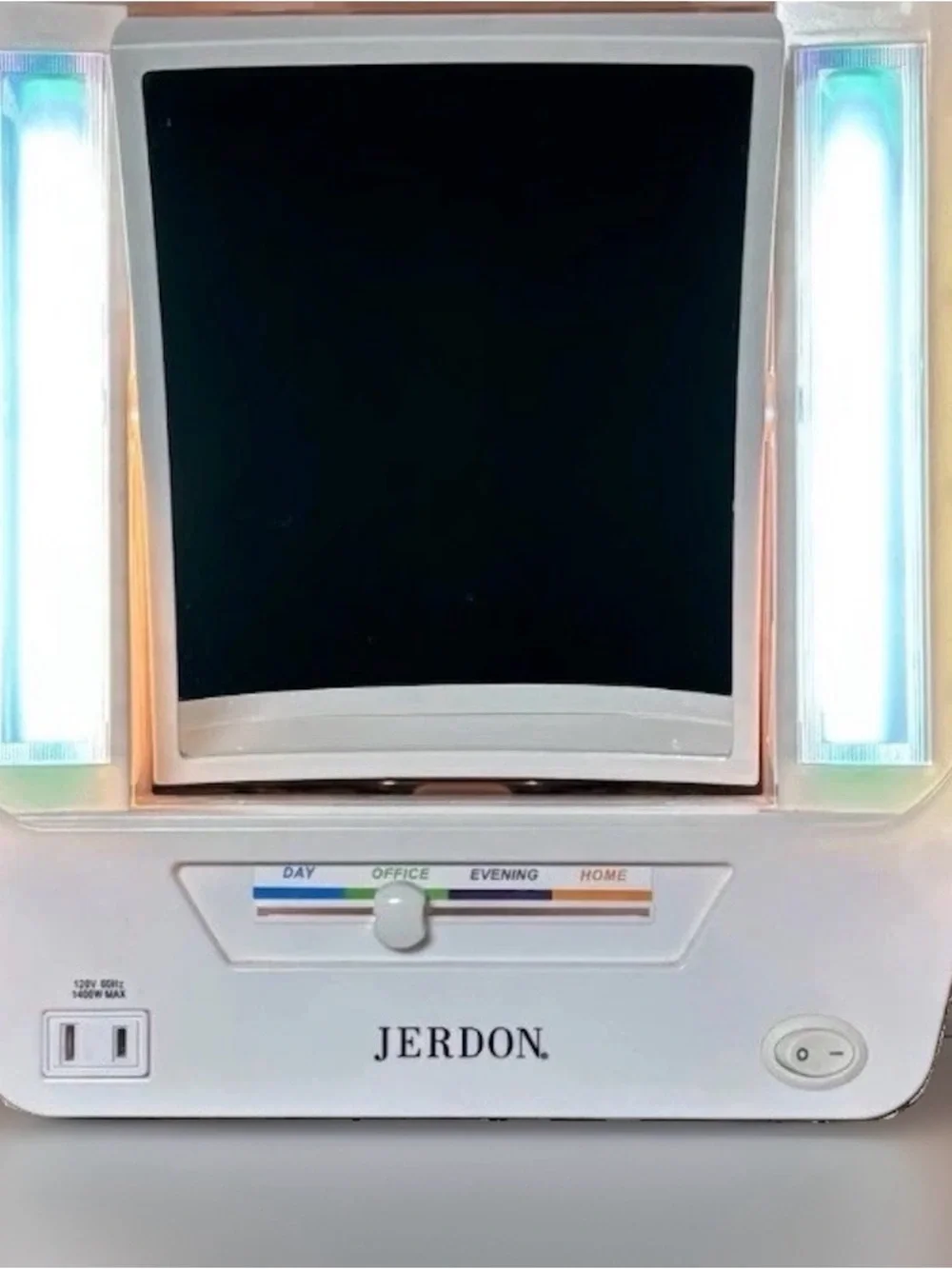 Vintage Jerdon Euro Tri-Fold Lighted Vanity Makeup Mirror 5x magnify 4 Settings